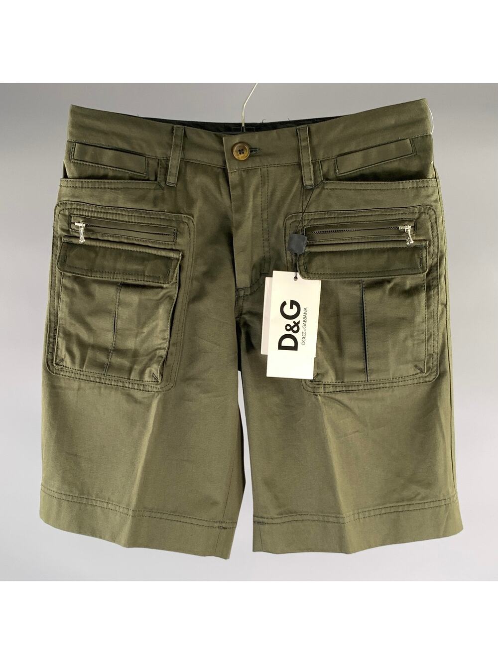 DOLCE & GABBANA Size 30 Green Olive Cotton Cargo Shorts